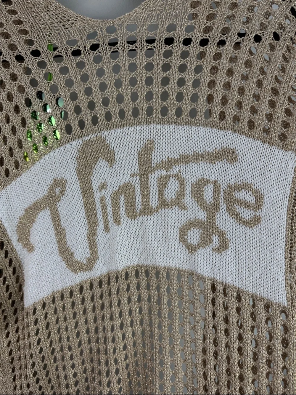Carla Giannini Rare Crochet Knit Vintage Gold Metallic Cardigan NEW! - Picture 5 of 11